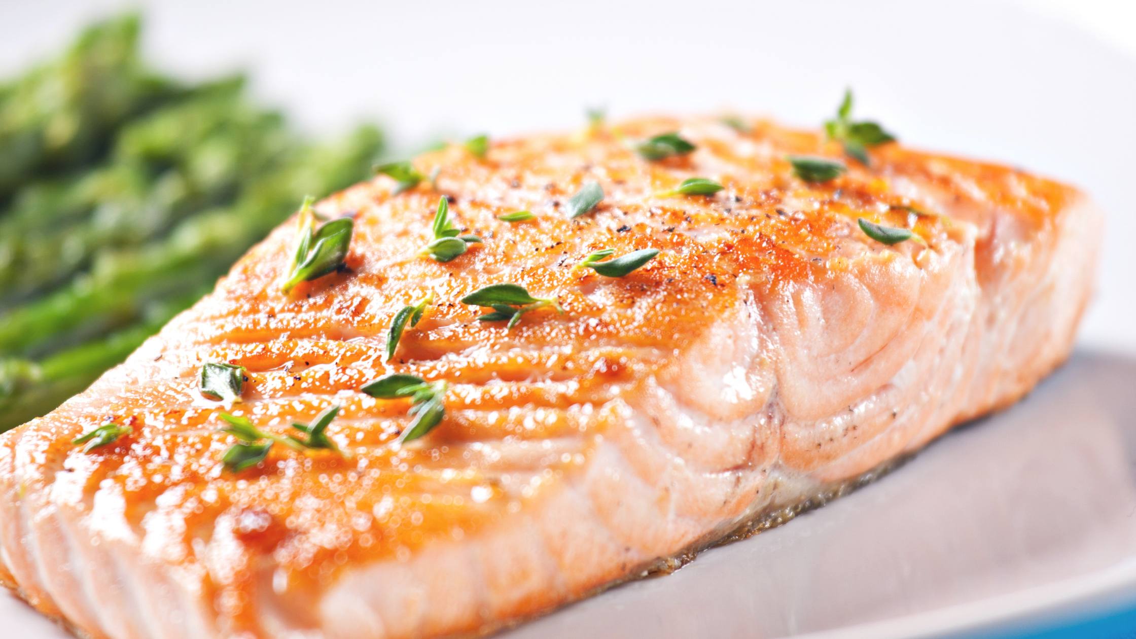 Piece of cooked salmon for oral health benefits