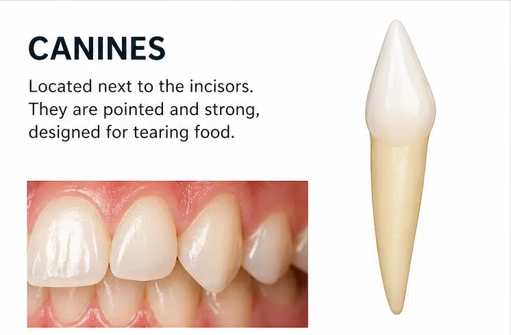 Canine teeth with explanation of what these teeth do