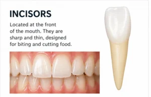 Incisor teeth with explanation of what these teeth do