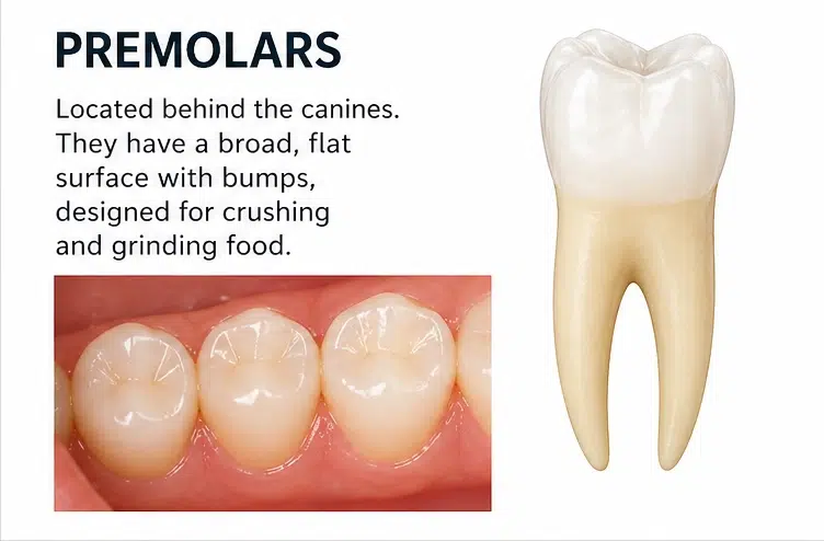 Premolar teeth with explanation of what these teeth do